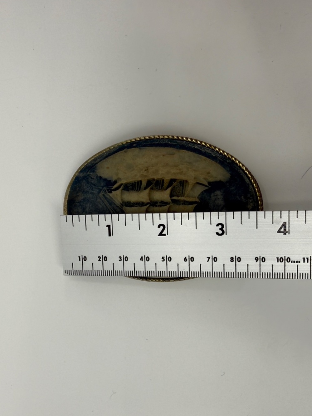 Vintage Genuine Incolay Stone Clipper Ship Belt Buckle Nautical Sailing USA. - Picture 5 of 5